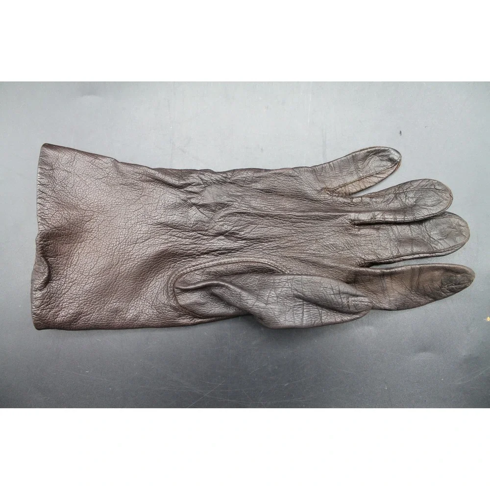 Vintage Brown Leather Gloves Silk Lined Made in Italy Women's